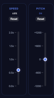 Speed and Pitch Sliders
